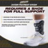 Ankle brace designed to be worn with shoes for maximum stability and support, helping improve pain relief and function during movement.