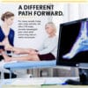 Healthcare professional discussing conservative treatment options for ankle arthritis alongside an X-ray of the ankle joint.