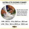 Ultra CTS sizing chart showing how to measure ankle circumference to select the correct brace size.