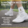 Person walking in the Ultra 360 ankle brace for ankle sprain recovery, pain relief, and mild ankle instability.