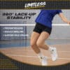 Volleyball player wearing Ultra 360 lace up ankle brace for sprain prevention and lateral stability
